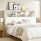 Cabecero de Cama 140 cm con Almacenaje Cabezal de Cama con 4 Compartimentos Abiertos para Dormitorio Blanco Cabecero de Cama 140 cm con Almacenaje Cabezal de Cama con 4 Compartimentos Abiertos para Dormitorio Blanco