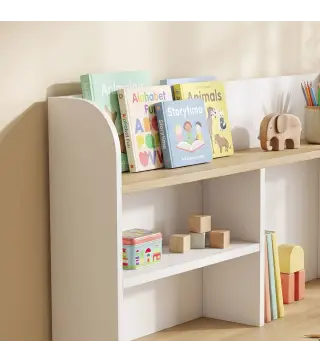 Escritorio Infantil con Estante 3 Compartimentos Abiertos y Cajón para Estudio Entrada 3-8 Años 80x50x100 cm Blanco