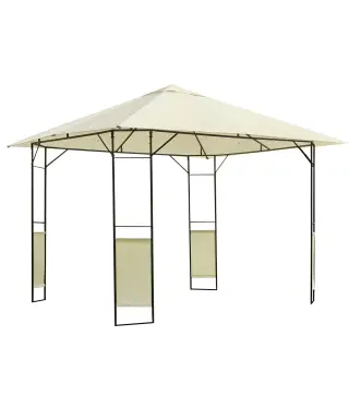 Cenador de Jardín 3x3x2,6 m Pabellón de Exterior con Marco de Acero 8 Orificios de Drenaje Impermeable Crema