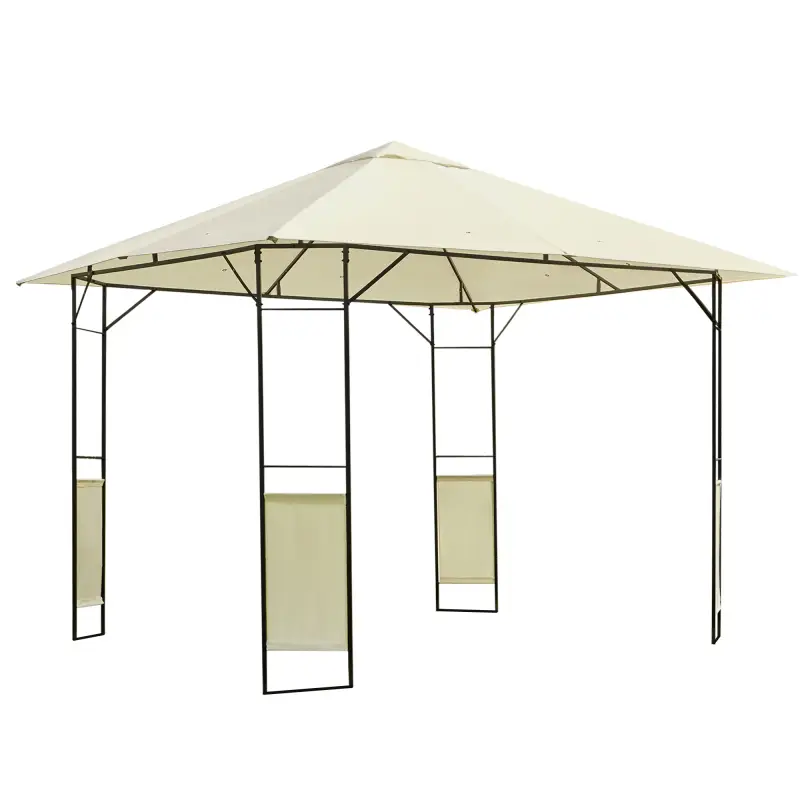 Cenador de Jardín 3x3x2,6 m Pabellón de Exterior Gazebo con Marco de Acero y 8 Orificios de Drenaje Impermeable para Patio Crema Cenador de Jardín 3x3x2,6 m Pabellón de Exterior Gazebo con Marco de Acero y 8 Orificios de Drenaje Impermeable para Patio Crema