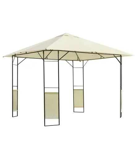Cenador de Jardín 3x3x2,6 m Pabellón de Exterior con Marco de Acero 8 Orificios de Drenaje Impermeable Crema