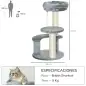 Árbol Rascador para Gato Ø40x65 cm con 3 niveles y Cuerda Colgante Plataformas y Postes con Cuerda de Sisal Natural Gris