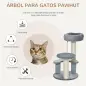 Árbol Rascador para Gato Ø40x65 cm con 3 niveles y Cuerda Colgante Plataformas y Postes con Cuerda de Sisal Natural Gris
