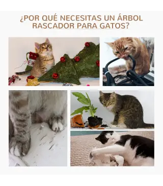 Árbol Rascador para Gato Ø40x65 cm con 3 niveles y Cuerda Colgante Plataformas y Postes con Cuerda de Sisal Natural Gris