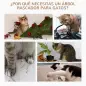 Árbol Rascador para Gato Ø40x65 cm con 3 niveles y Cuerda Colgante Plataformas y Postes con Cuerda de Sisal Natural Gris