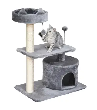 Árbol Rascador para Gatos 81 cm Torre para Gatos con Cama Plataforma Refugio Poste de Sisal y Bolas 60x40x81 cm Gris