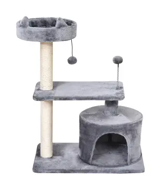 Árbol Rascador para Gatos 81 cm Torre para Gatos con Cama Plataforma Refugio Poste de Sisal y Bolas 60x40x81 cm Gris