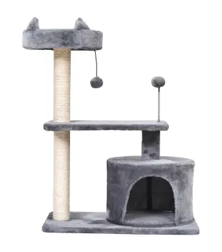 Árbol Rascador para Gatos 81 cm Torre para Gatos con Cama Plataforma Refugio Poste de Sisal y Bolas 60x40x81 cm Gris