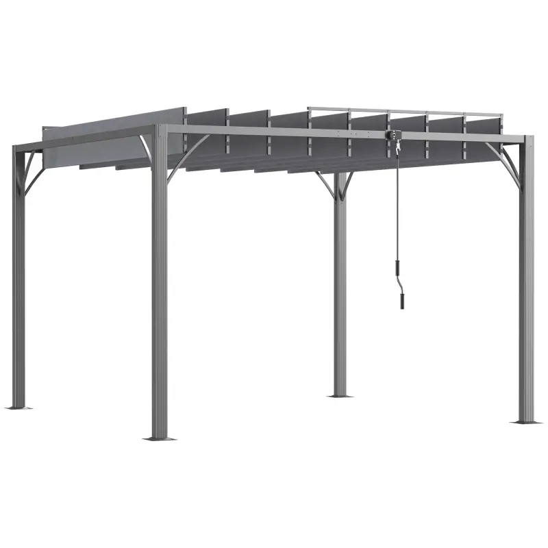 Cenador de Jardín 3x3 m con Diseño de Lamas Superior Giratorio hasta 135° Protección UV 50+ y Marco de Aluminio Gris Cenador de Jardín 3x3 m con Diseño de Lamas Superior Giratorio hasta 135° Protección UV 50+ y Marco de Aluminio Gris