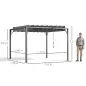 Cenador de Jardín 3x3 m con Diseño de Lamas Superior Giratorio hasta 135° Protección UV 50+ y Marco de Aluminio Gris Cenador de Jardín 3x3 m con Diseño de Lamas Superior Giratorio hasta 135° Protección UV 50+ y Marco de Aluminio Gris
