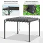 Cenador de Jardín 3x3 m con Diseño de Lamas Superior Giratorio hasta 135° Protección UV 50+ y Marco de Aluminio Gris Cenador de Jardín 3x3 m con Diseño de Lamas Superior Giratorio hasta 135° Protección UV 50+ y Marco de Aluminio Gris