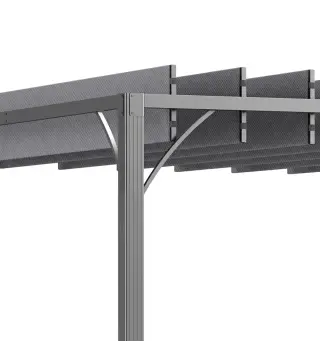 Cenador de Jardín 3x3 m con Diseño de Lamas Superior Giratorio hasta 135° Protección UV 50+ y Marco de Aluminio Gris