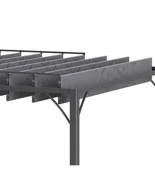 Cenador de Jardín 3x3 m con Diseño de Lamas Superior Giratorio hasta 135° Protección UV 50+ y Marco de Aluminio Gris