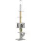 Árbol para Gatos de Suelo a Techo de 225-255 cm con Altura Ajustable Múltiples Plataformas Escalera Bola Colgante Gris