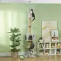 Árbol para Gatos de Suelo a Techo de 225-255 cm con Altura Ajustable Múltiples Plataformas Escalera Bola Colgante Gris