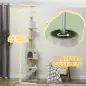 Árbol para Gatos de Suelo a Techo de 225-255 cm con Altura Ajustable Múltiples Plataformas Escalera Bola Colgante Gris