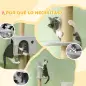 Árbol para Gatos de Suelo a Techo de 225-255 cm con Altura Ajustable Múltiples Plataformas Escalera Bola Colgante Gris