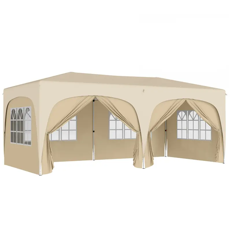 Cenador Plegable 3x6 m Gazabo con Paneles Laterales UPF50+ Altura Ajustable Bolsa de Transporte Arena
