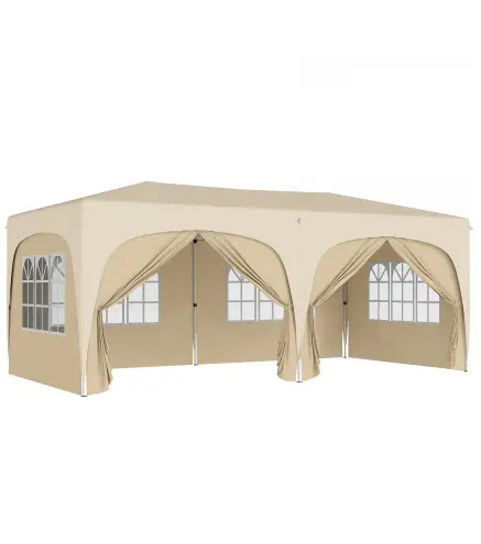 Cenador Plegable 3x6 m Gazabo con Paneles Laterales UPF50+ Altura Ajustable Bolsa de Transporte Arena