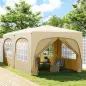 Cenador Plegable 3x6 m Gazabo con Paneles Laterales UPF50+ Altura Ajustable Bolsa de Transporte Arena