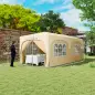 Cenador Plegable 3x6 m Gazabo con Paneles Laterales UPF50+ Altura Ajustable Bolsa de Transporte Arena