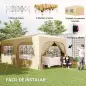Cenador Plegable 3x6 m Gazabo con Paneles Laterales UPF50+ Altura Ajustable Bolsa de Transporte Arena