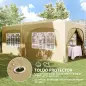 Cenador Plegable 3x6 m Gazabo con Paneles Laterales UPF50+ Altura Ajustable Bolsa de Transporte Arena