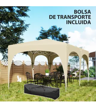 Cenador Plegable 3x6 m Gazabo con Paneles Laterales UPF50+ Altura Ajustable Bolsa de Transporte Arena