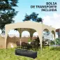 Cenador Plegable 3x6 m Gazabo con Paneles Laterales UPF50+ Altura Ajustable Bolsa de Transporte Arena