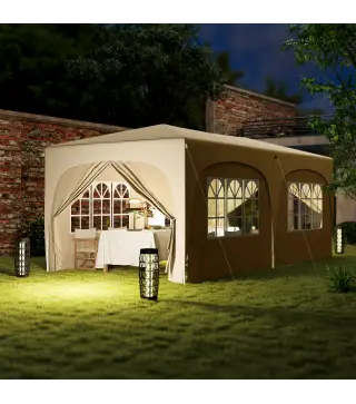 Cenador Plegable 3x6 m Gazabo con Paneles Laterales UPF50+ Altura Ajustable Bolsa de Transporte Arena