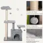 Árbol Rascador para Gatos Altura 114 cm con Postes de Sisal 3 Plataformas Casita y 2 Bolas Colgantes Gris Claro