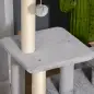Árbol Rascador para Gatos Altura 114 cm con Postes de Sisal 3 Plataformas Casita y 2 Bolas Colgantes Gris Claro