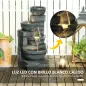 Fuente de Jardín con Iluminación LED Fuente Decorativa en Cascada de 4 Niveles 38x35x78,5 cm Gris