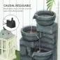 Fuente de Jardín con Iluminación LED Fuente Decorativa en Cascada de 4 Niveles 38x35x78,5 cm Gris