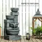 Fuente de Jardín con Iluminación LED Fuente Decorativa en Cascada de 4 Niveles 38x35x78,5 cm Gris