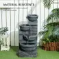 Fuente de Jardín con Iluminación LED Fuente Decorativa en Cascada de 4 Niveles 38x35x78,5 cm Gris