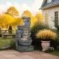 Fuente de Jardín con Iluminación LED Fuente Decorativa en Cascada de 4 Niveles 38x35x78,5 cm Gris
