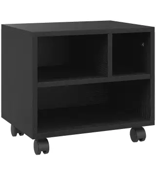 Soporte de Impresora con Ruedas Compartimentos Abiertos para Oficina Estudio 40x30x36 cm Negro