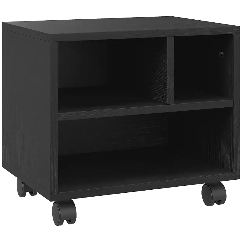 Soporte de Impresora con Ruedas Compartimentos Abiertos para Oficina Estudio 40x30x36 cm Negro Soporte de Impresora con Ruedas Compartimentos Abiertos para Oficina Estudio 40x30x36 cm Negro