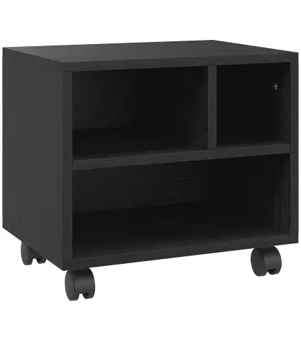 Soporte de Impresora con Ruedas Compartimentos Abiertos para Oficina Estudio 40x30x36 cm Negro