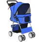 Carrito para Perros Pequeños con Cesta de Almacenaje Portavasos Ruedas y Cojín Lavable 77x44x102 cm Azul