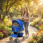 Carrito para Perros Pequeños con Cesta de Almacenaje Portavasos Ruedas y Cojín Lavable 77x44x102 cm Azul