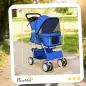 Carrito para Perros Pequeños con Cesta de Almacenaje Portavasos Ruedas y Cojín Lavable 77x44x102 cm Azul