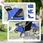 Carrito para Perros Pequeños con Cesta de Almacenaje Portavasos Ruedas y Cojín Lavable 77x44x102 cm Azul