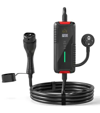 Cargador Coche Eléctrico Tipo 2 3,5kW 5m 6-16A Temporizador 1-12h Enchufe Schuko Pantalla LCD IP65 de Pared Bolsa Negro