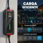 Cable de Carga Coche Eléctrico Tipo 2 3,7kW 5m 6-16A Temporizador 1-12h Enchufe Schuko Pantalla LCD IP65 de Pared Bolsa