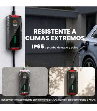 Cargador Coche Eléctrico Tipo 2 3,5kW 5m 6-16A Temporizador 1-12h Enchufe Schuko Pantalla LCD IP65 de Pared Bolsa Negro