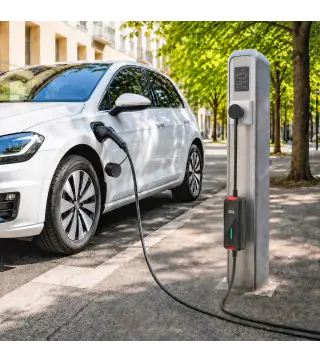 Cargador Coche Eléctrico Tipo 2 3,5kW 5m 6-16A Temporizador 1-12h Enchufe Schuko Pantalla LCD IP65 de Pared Bolsa Negro
