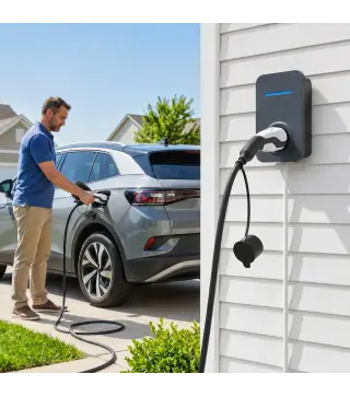 Cargador para Coche Eléctrico Tipo 2 2,2kW 32A Modo 3 Trifásico 5m IP65 con Bolsa y Paño de Limpieza para EV y PHEV Negro