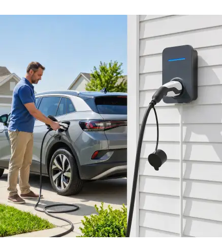 Cargador para Coche Eléctrico Tipo 2 2,2kW 32A Modo 3 Trifásico 5m IP65 con Bolsa y Paño de Limpieza para EV y PHEV Negro